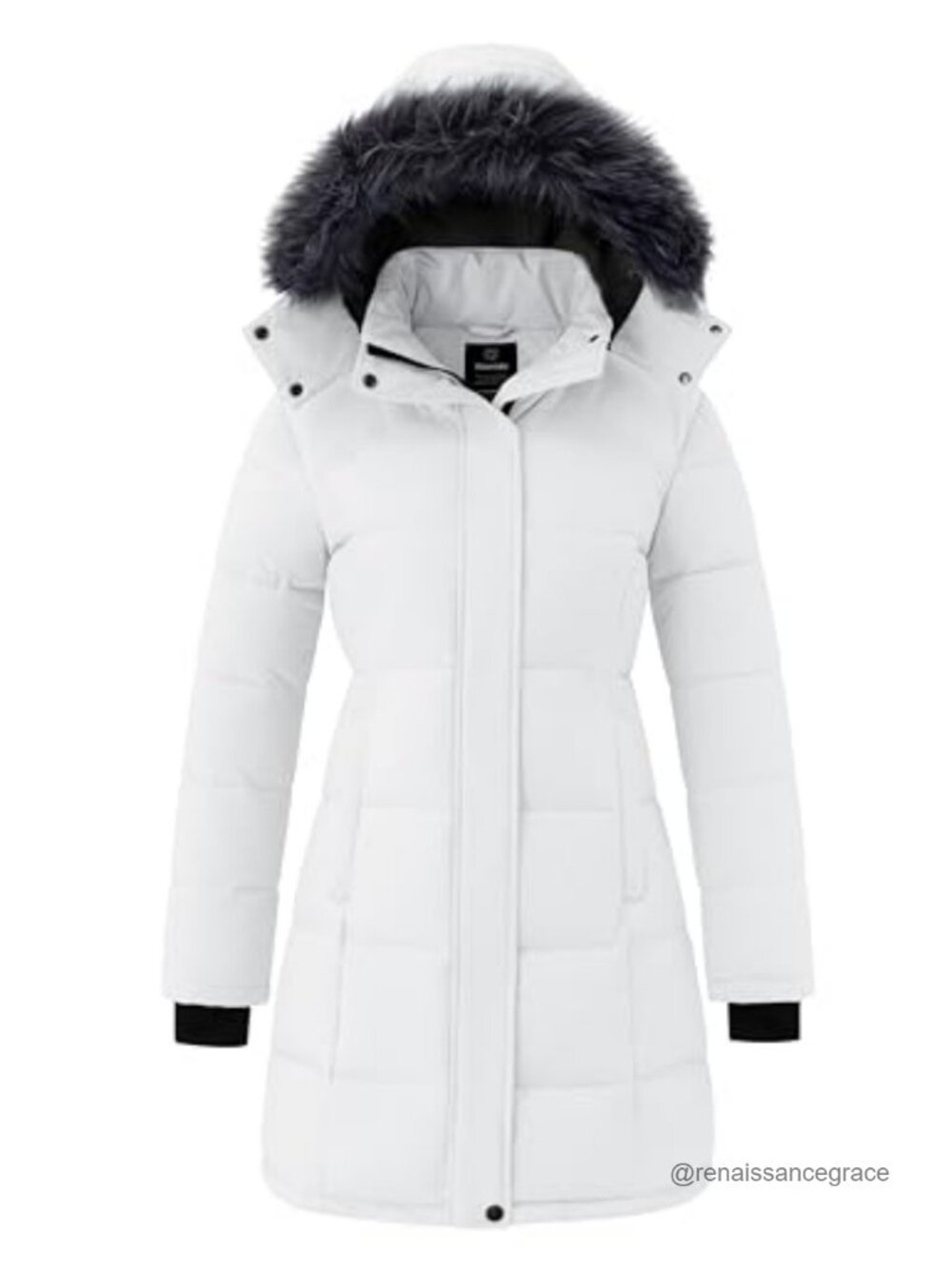 Women's Long Puffer Jacket Faux Fur Hood Parka Winter Coat